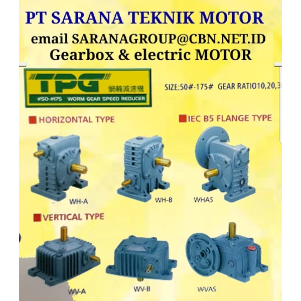 Gearbox Motor TPG WORM GEAR REDUCER PT SARANA TEKNIK GEARMOTOR